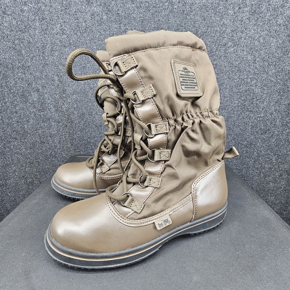 Coach Women's Brown Sage Lace Up Cold Weather Boot Shoes ReCoach Sage t $198 New